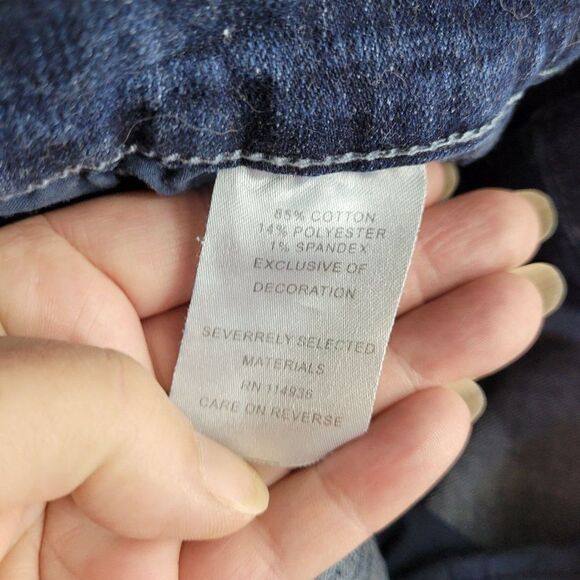 Flypaper Jeans Straight Whisker Distressed Embroidered Pockets Dark Wash 34 x 32 - Picture 14 of 14